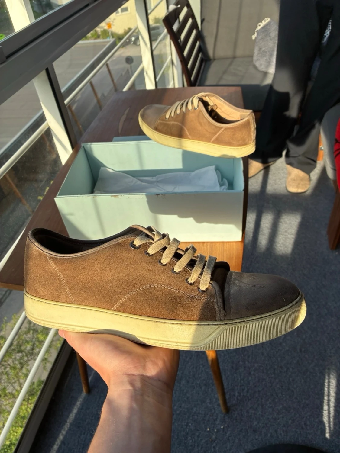 Lanvin DBB1 Suede & Nappa Cap-Toe Sneakers - 1
