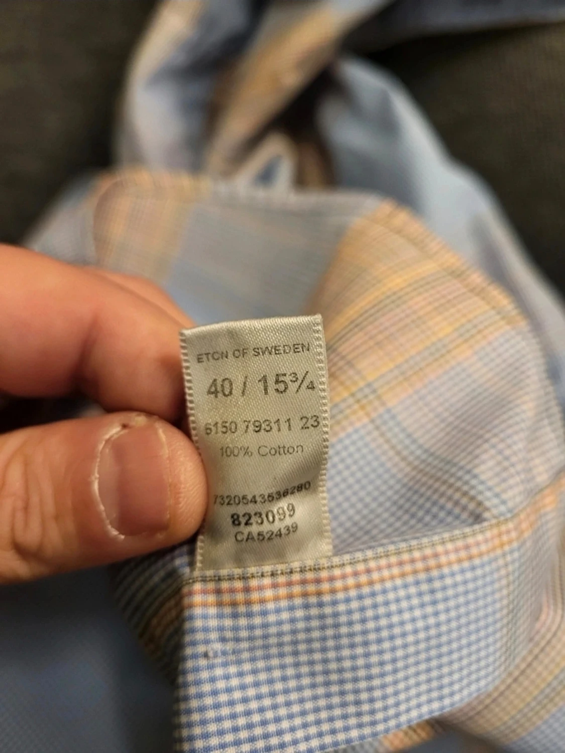 Rutig skjorta från Eton i bomull 40 15 3/4 - 5