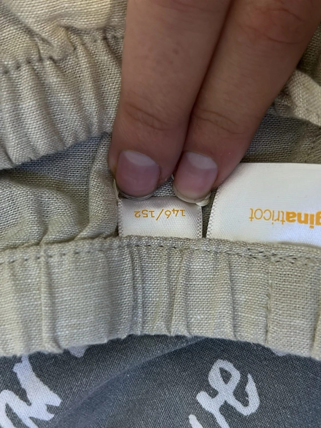 Beige linnebyxor med dragsko - 2