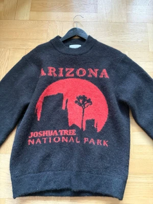 Svart stickad tröja Arizona Vaillent - Stickad svart tröja från Vaillent med röd grafik och texten 'Arizona Joshua Tree National Park' framtill. Tröjan har rund halsringning och långa ärmar. Perfekt för dig som gillar statement-plagg och coola tryck.