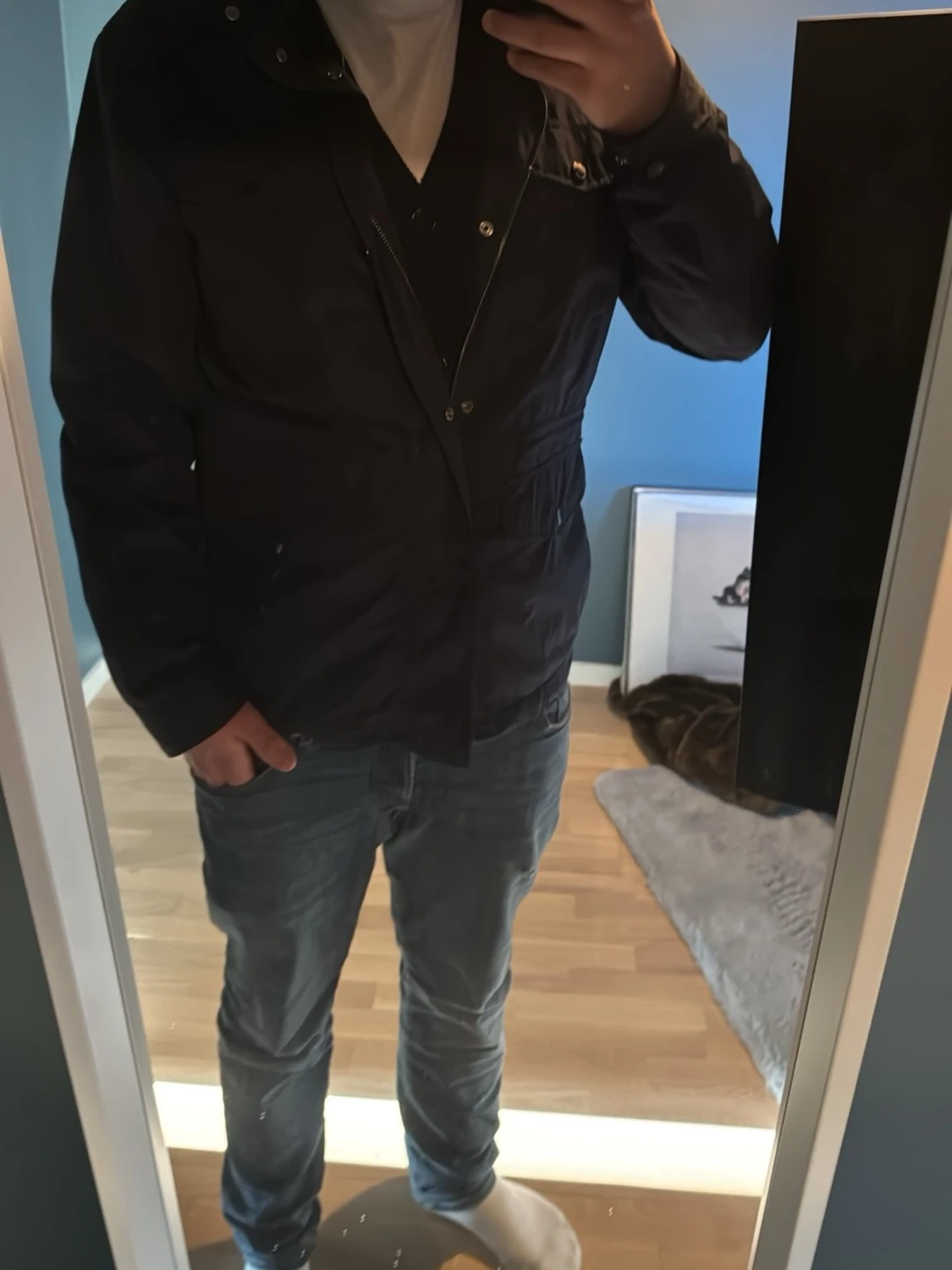 Mörkblå vindjacka med fickor - 1