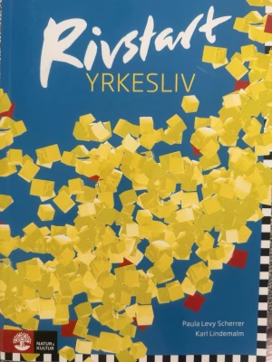 Rivstart Yrkesliv + B1+B2 Övningsbok - Två kursböcker i svenska: 'Rivstart Yrkesliv' med blå och gul framsida och 'Rivstart B1+B2 Övningsbok' med vit och gul design. Båda är skrivna av Paula Levy Scherrer och Karl Lindemalm och används ofta för att plugga svenska på högre nivå.