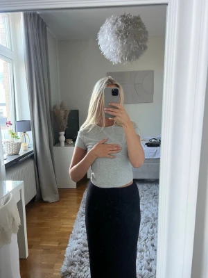 Ljusgrå croppad t-shirt - Säljer en enkel och stilren ljusgrå croppad t-shirt, från Nelly storlek S