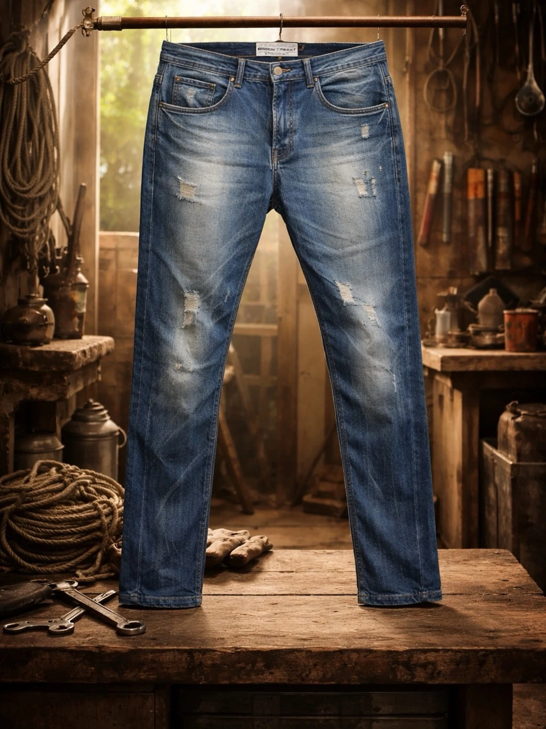 Blå skinny carrot jeans från Topman