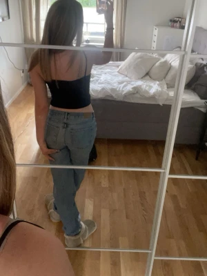 Blå raka jeans med låg midja - Raka jeans