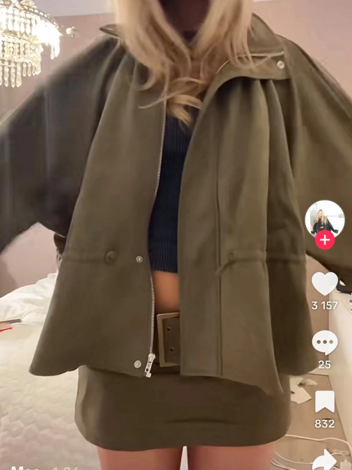 Grön mockajacka med snörning - 2