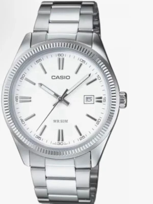 Casio silverfärgad klocka - Stilren klocka från Casio i silverfärgat metallarmband och vit urtavla. Klockan har datumvisning och tydliga markeringar för timmar och minuter. Klassisk design som passar till många olika stilar.