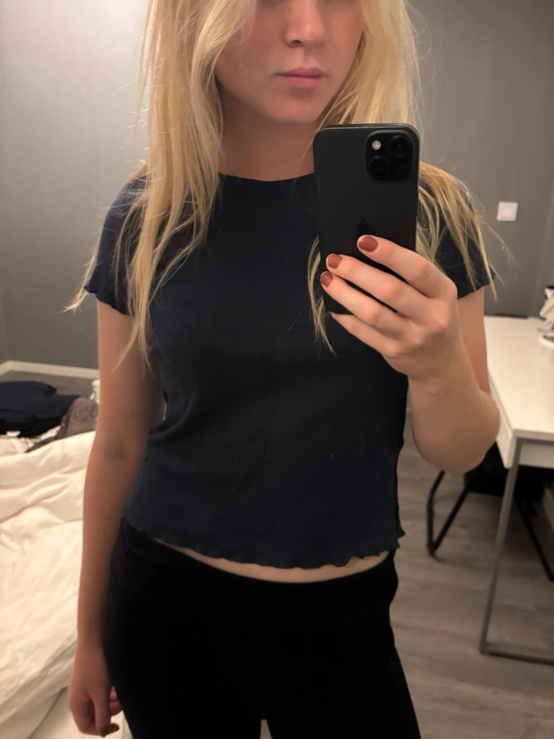 Mörkblå croppad topp