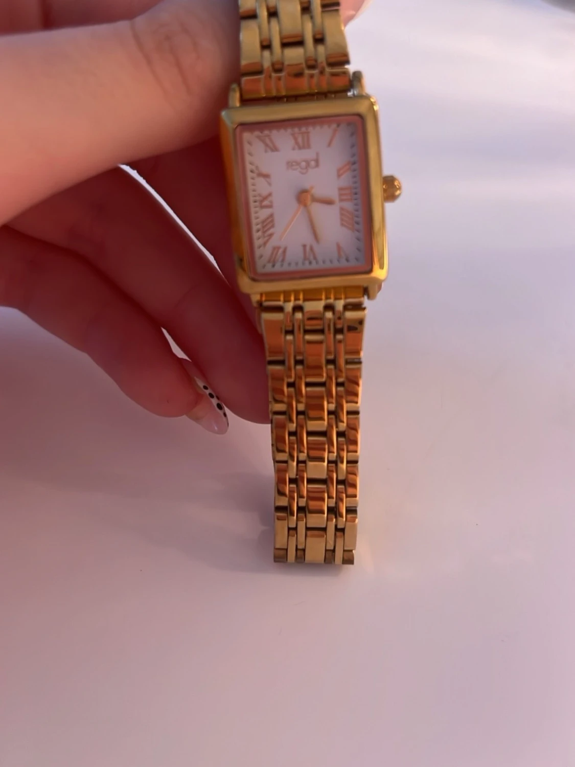 Guldfärgad fyrkantig klocka från Regal - 3