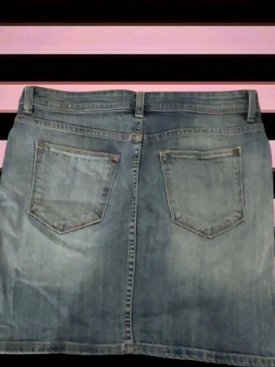 Blå jeanskjol med fickor - 1