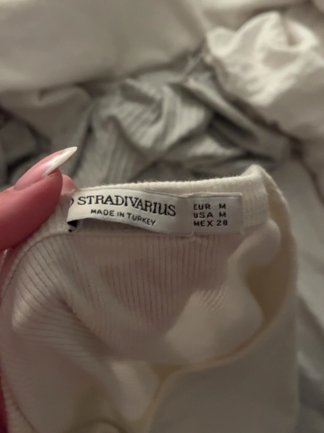 Vit ribbad långärmad topp - 2