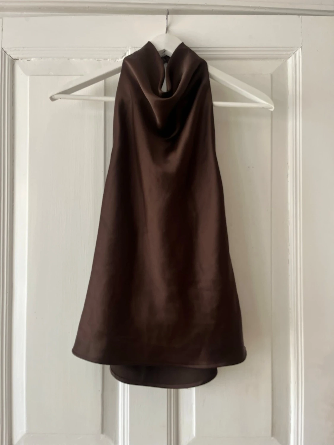 Brun satin halterneck topp - 2