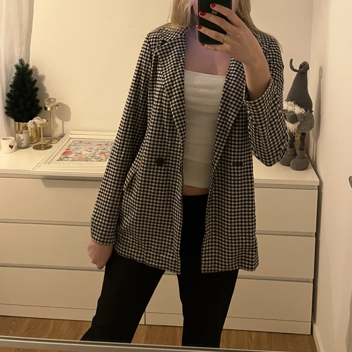 Svart-vit-rutig kavaj - 90