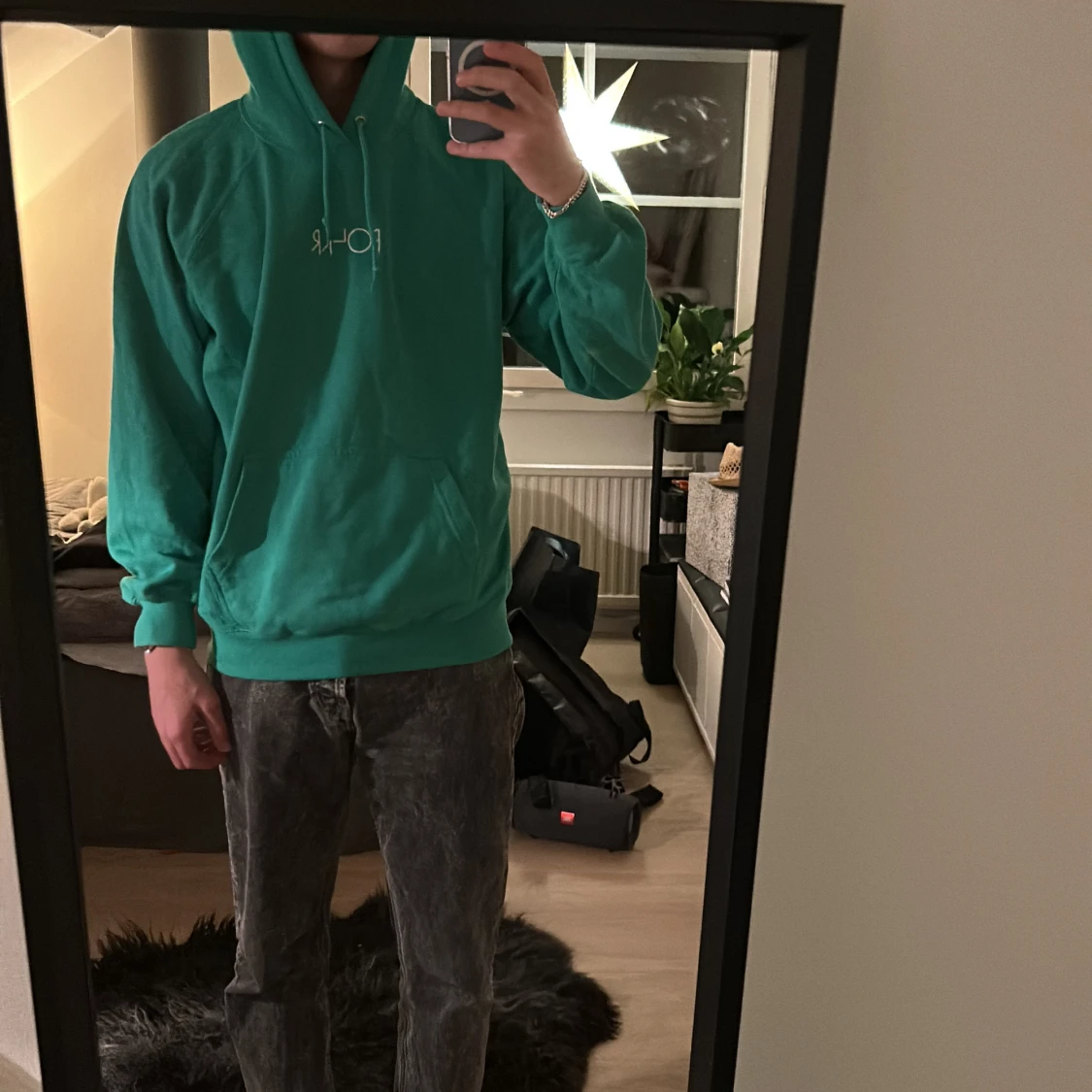 Grön polar hoodie - 90