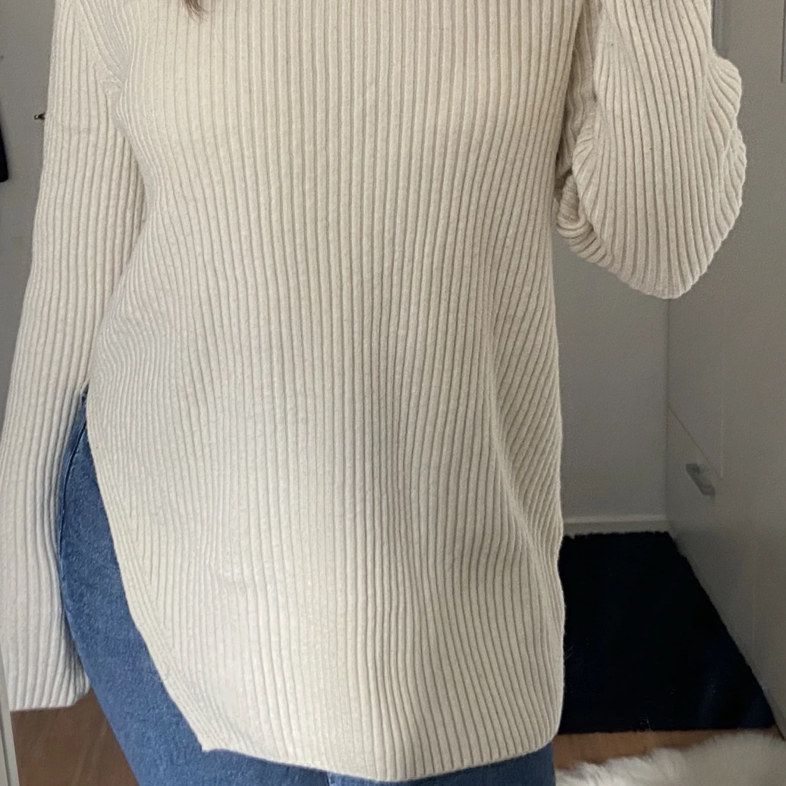 Vit stickad tröja  - 90