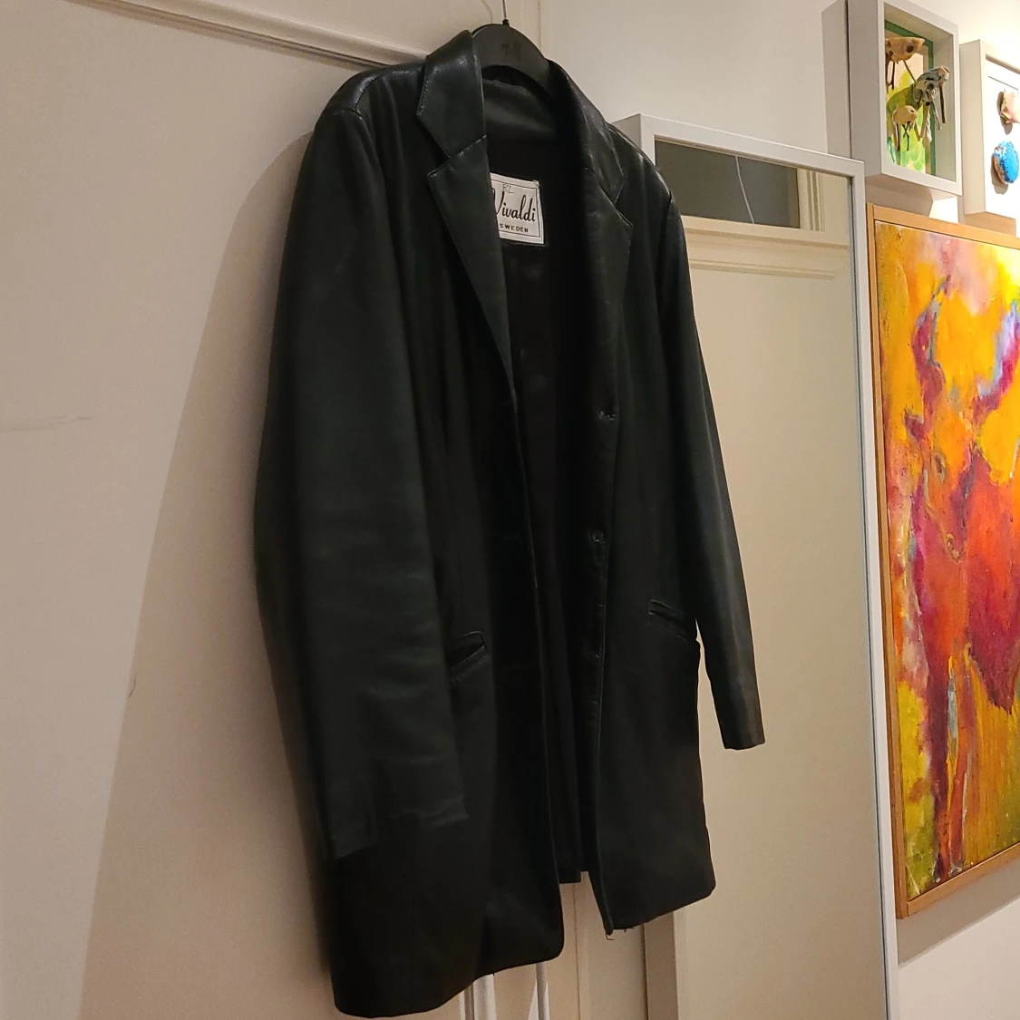 Svart läder kappa - 91