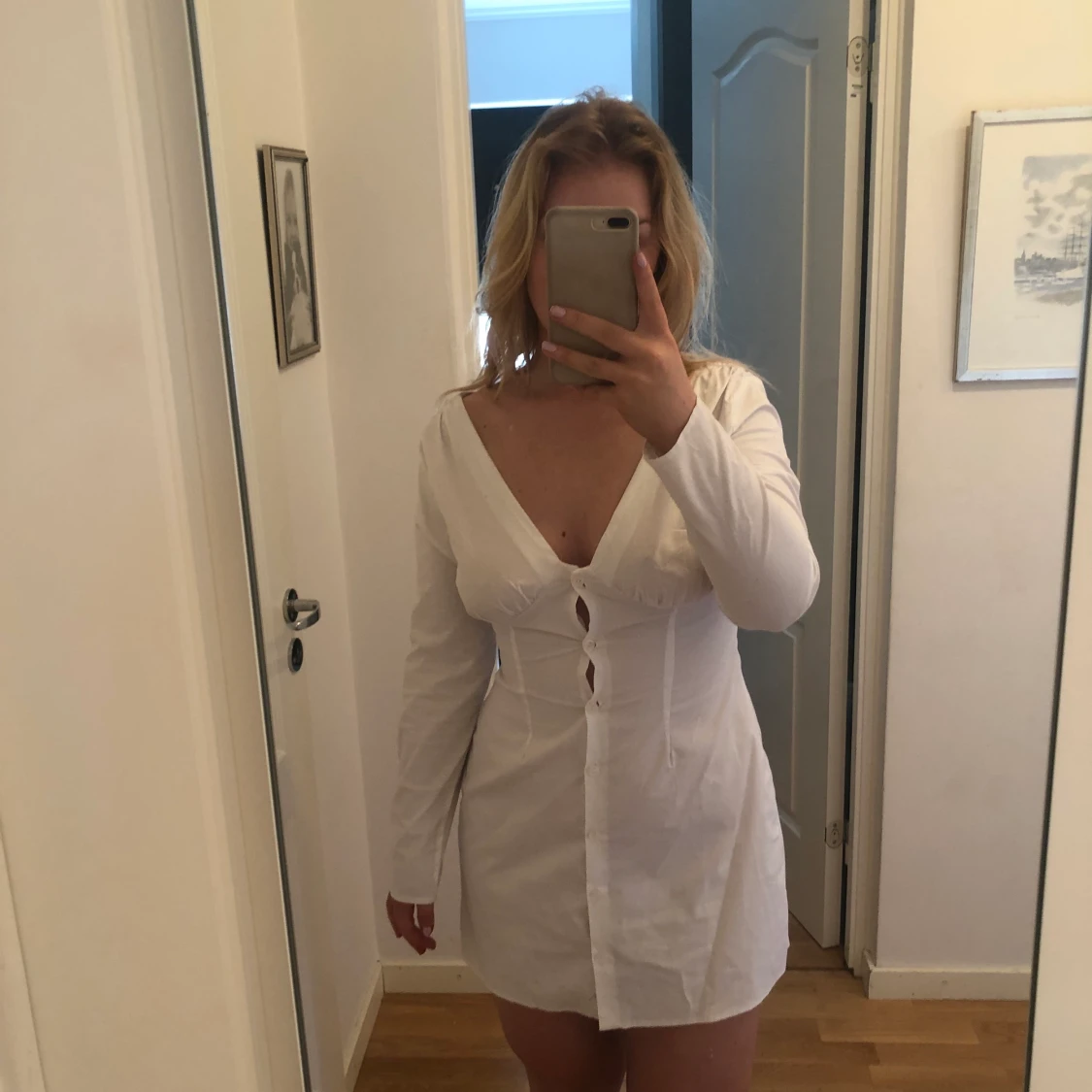 Vit skjortklänning - 90