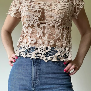 Croschet beige top SMALL - Croschet top perfect for bathing suit cover up or to wear outdoors with a tank top underneath. I bought it in USA and wore it occasionally. 