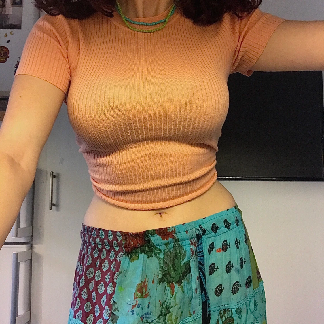 Korallfärgad croptop