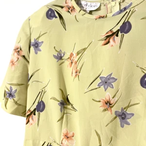 Karen Klein klänning i lime-gul med blommor - Passar person med storlek S