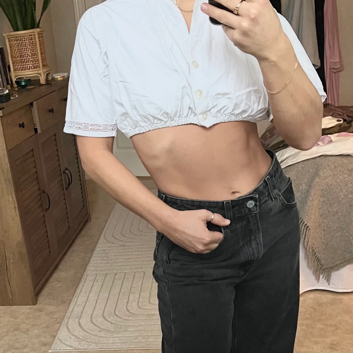 Vit blus magtröja  - 90