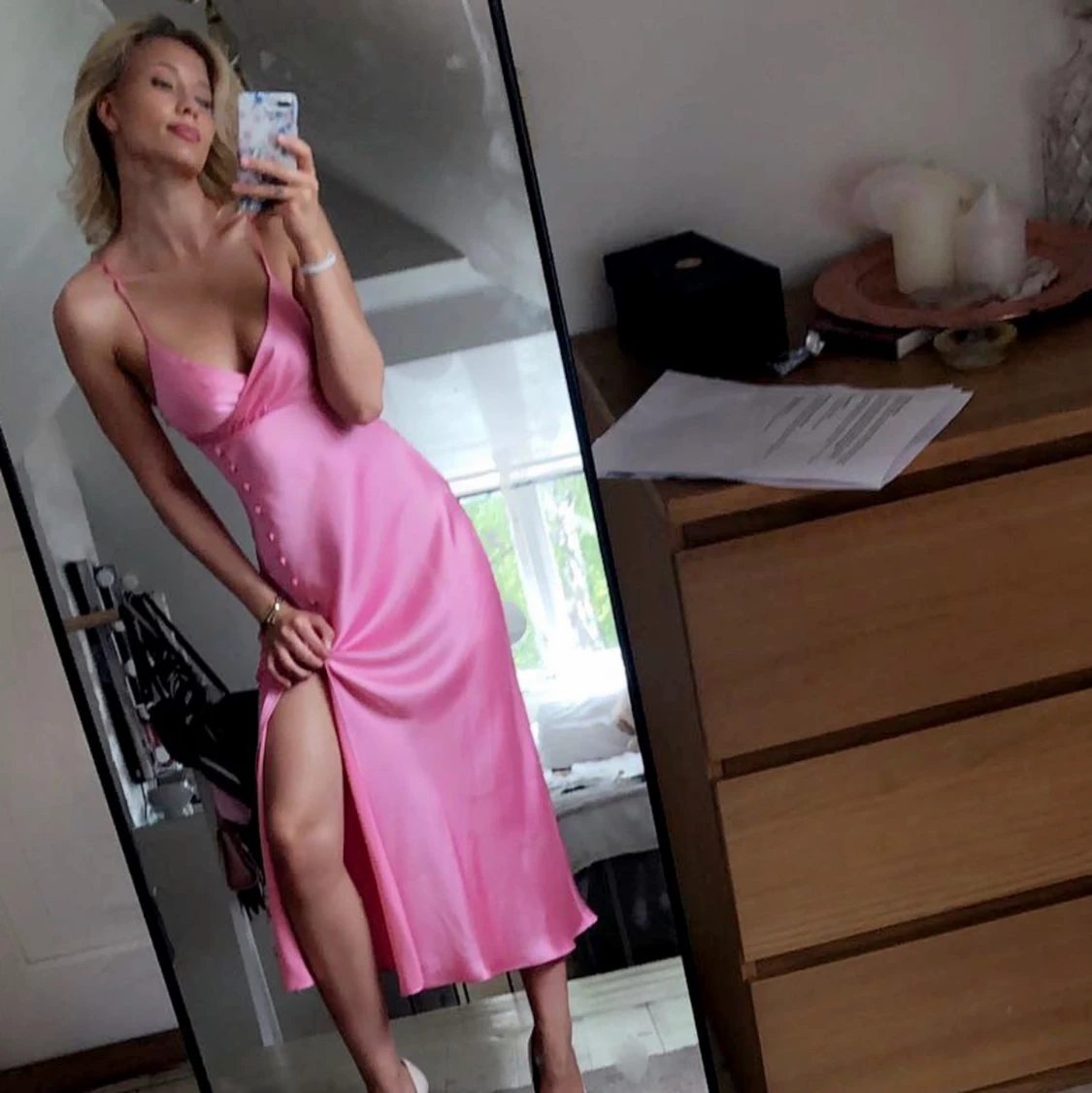 Zara rosa silkes klänning