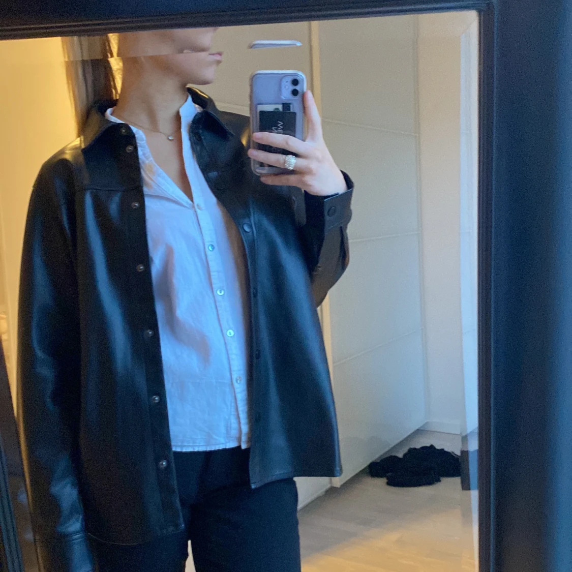 Svart skinnjacka  - 90