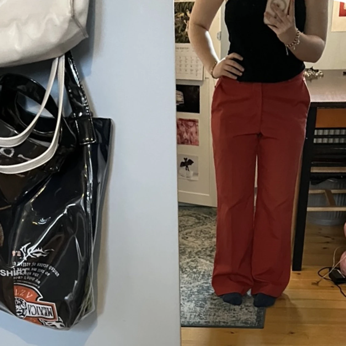 Byxor i rött / orange / korall