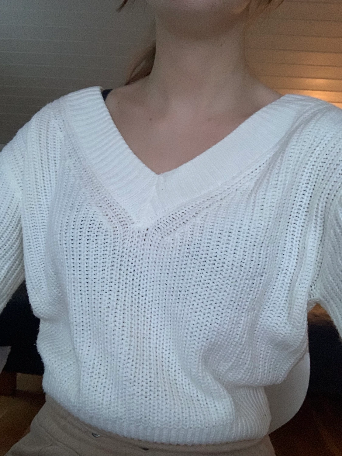 Vit stickad tröja - 90