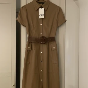 Skinnklänning säljes - Säljer mik oanvända fina bruna skinnklänning från Zara.  Aldrig använd, med etikett.