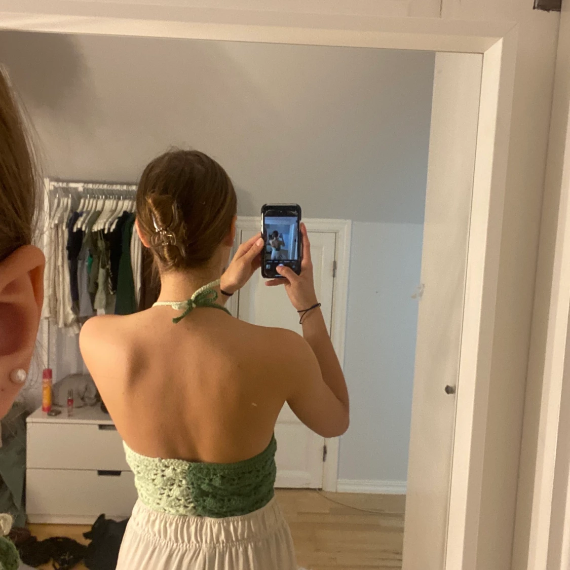 Grön virkad topp  - 90