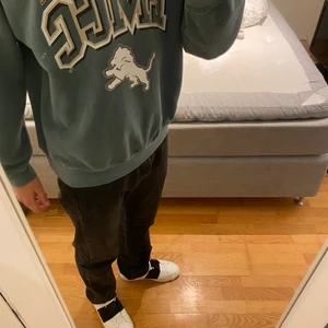 Sweatshirt från urban outfitters - Detta är en grön vintage tröja med en nyans av en blå färg. Väldigt fin och unik färg. Det är Bra skick på tröjan och har använts ungefär 10 gånger. Skick 8/10. Skriv för frågor och fler bilder! Tröjan köptes för 900-1000kr.  Frakt ingår ej.