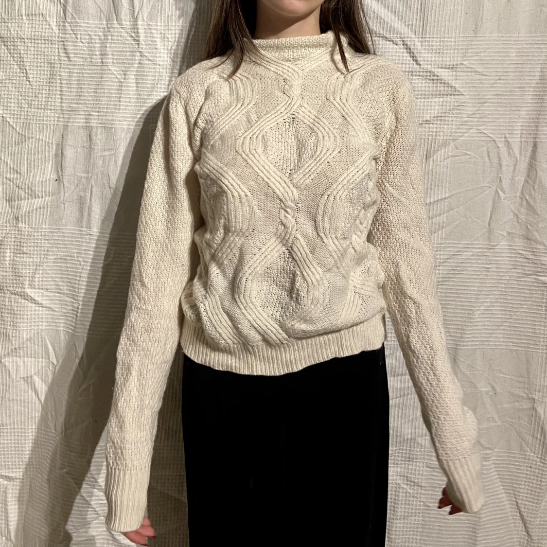 Vit Stickad Tröja - 90