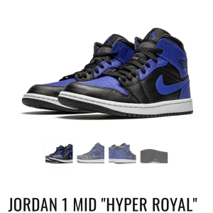 Jordan 1 Mid ”hyper royal” - Jordans i storlek 38, endast använda 2 ggr. Nypris 2999kr