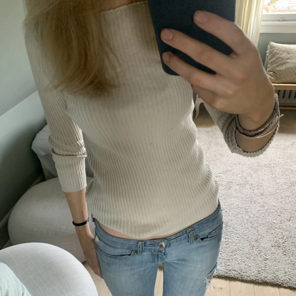 Trekvarts ärmad tröja