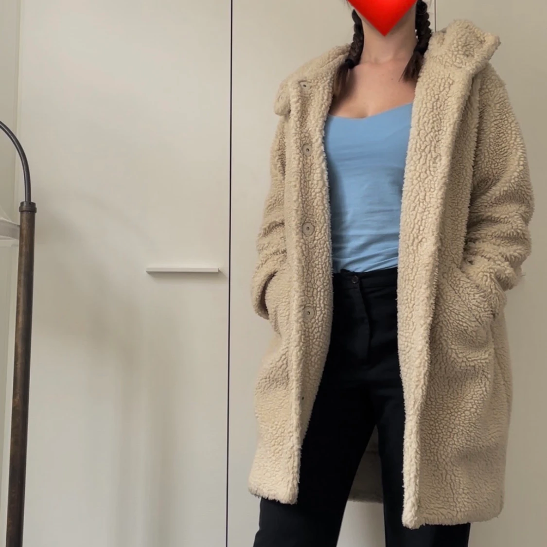 Beige teddy bear jacka/kappa