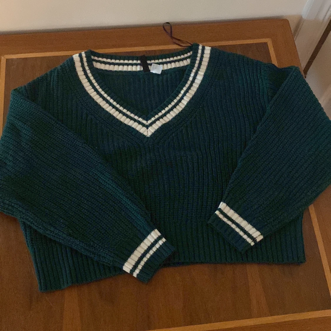 Grön stickad tröja - 90