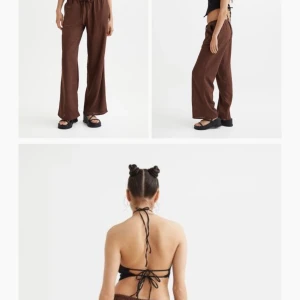 Linnebyxor  - Fina bruna linnebyxor från hm slutsålda, i väldigt bra skick . De är dock nersydda lite för att de var för långa , så skulle säga att de passar dig som är från 157-160 eftersom att de från början var i strl xxs.