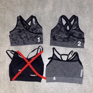 Gymshark sport-bh - Säljer dessa sport-bh:ar då de ej kommer till användning. Nyskick på allt. Alla är i storlek XS.  Mer info i bild 2! (Priser är exlusive frakt, köpare står för fraktkostnad)