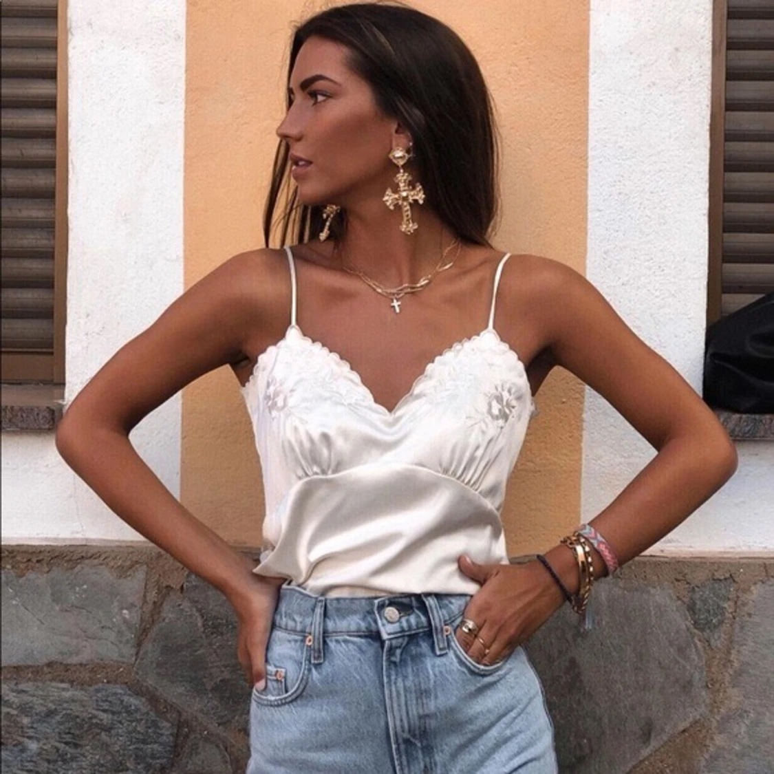 Zara satin topp - 90