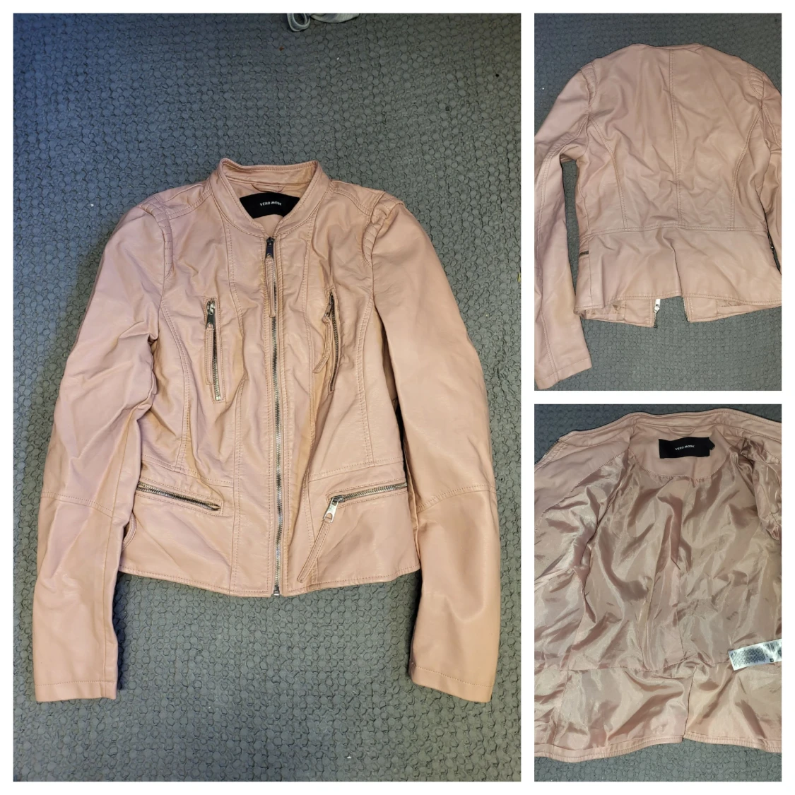 Ljusrosa biker jacka ny