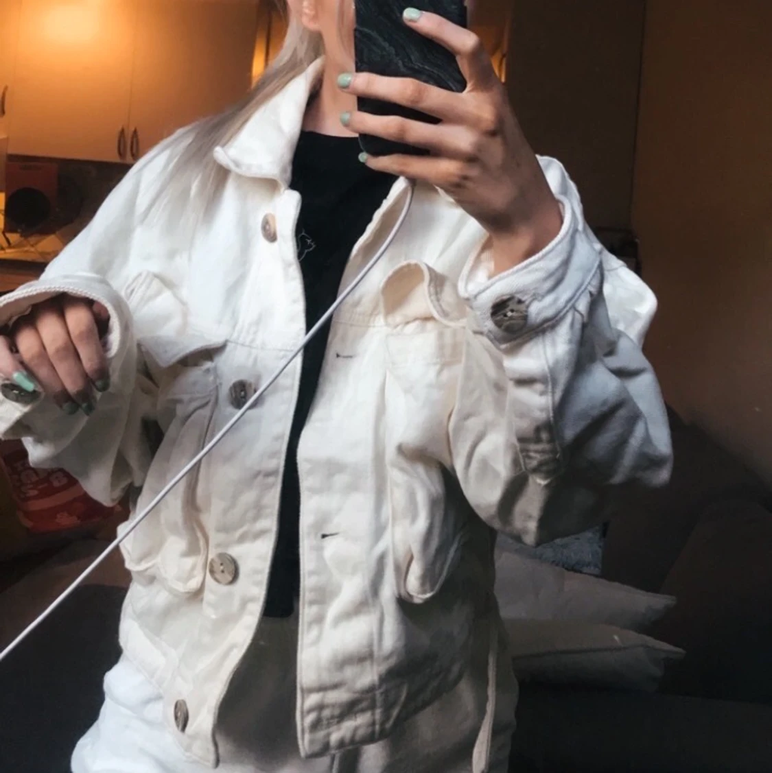 Superfin beige jeansjacka från ZARA