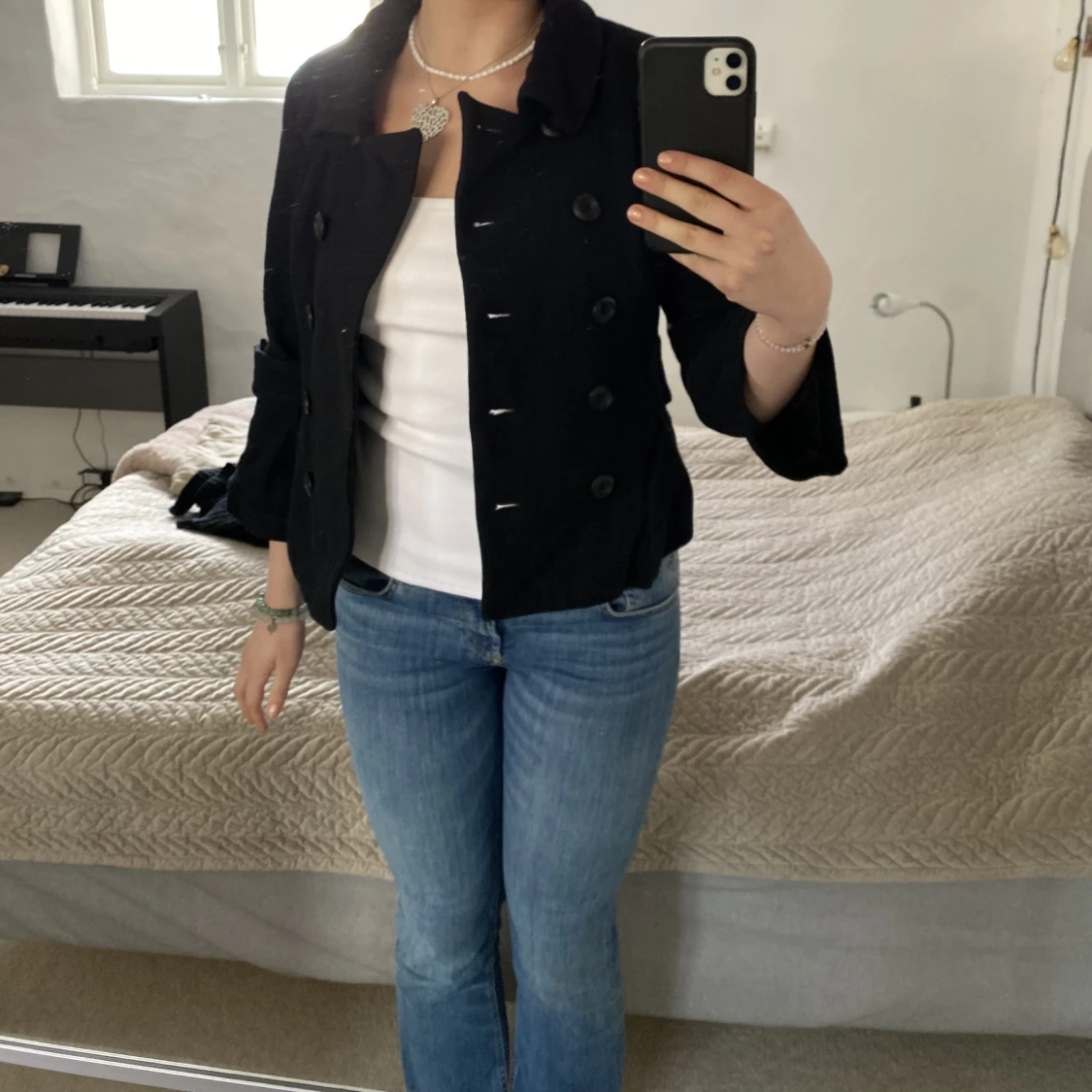 Svart kort kappa - 90