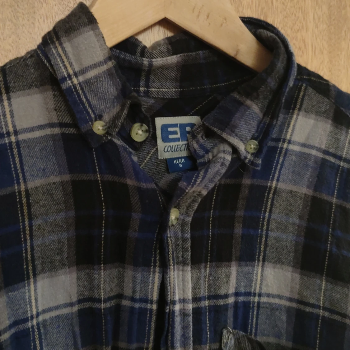 Blå flannel skjorta s - 90