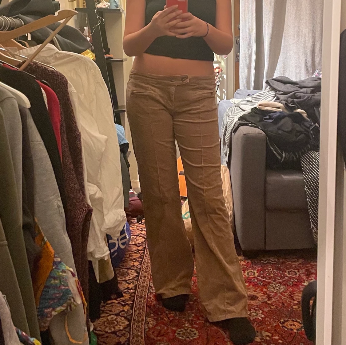 Bruna lågmidjade byxor - 90