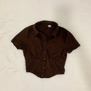 Button-up Shirt - Brown button-up shirt from H&M. Tight fit and cropped. Size XXS but can fit XS. Worn once!