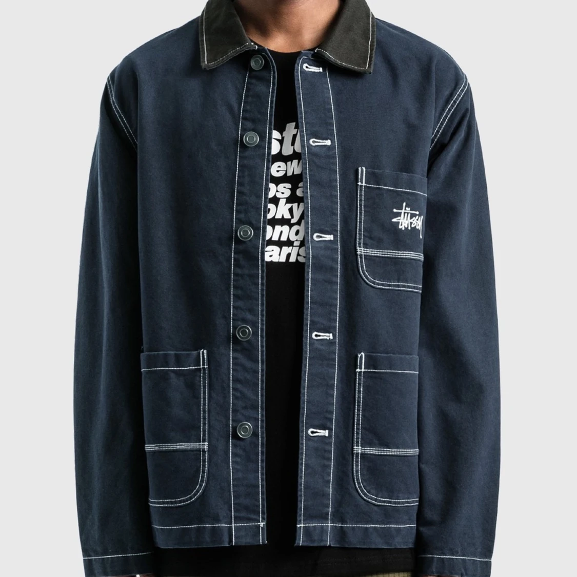 Stüssy brushed moleskin chore Jacket navy - 90