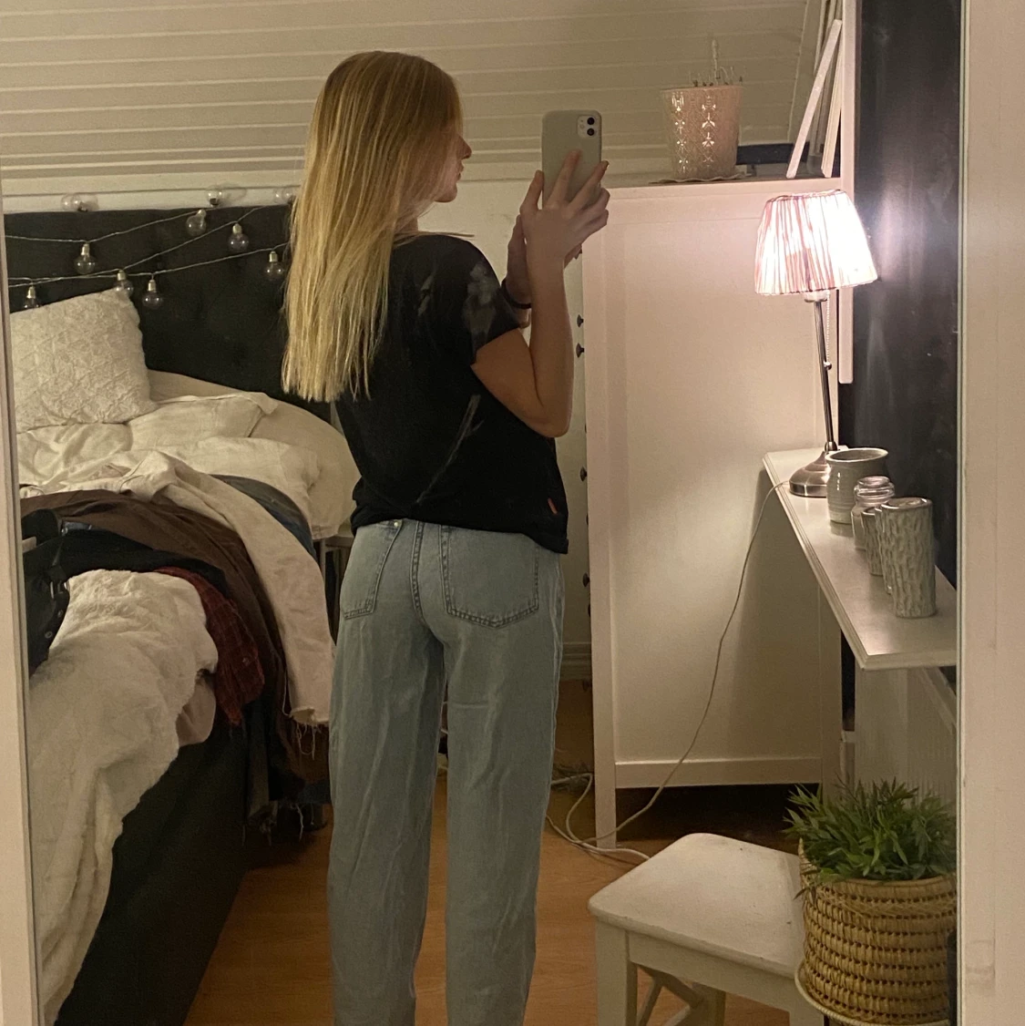 Ljus blå mom jeans - 90