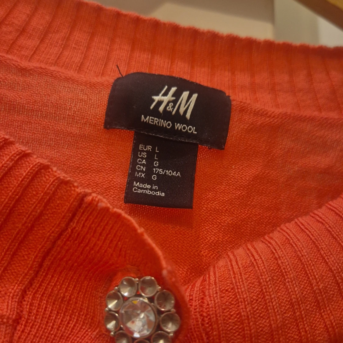 Korallröd kofta i merinoull från H&M - 2