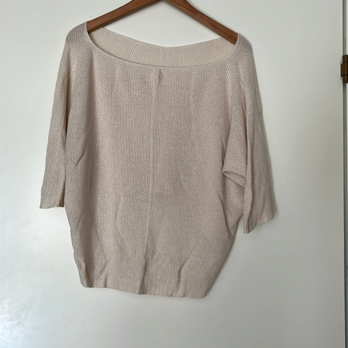 Beige stickad oversized tröja - 1